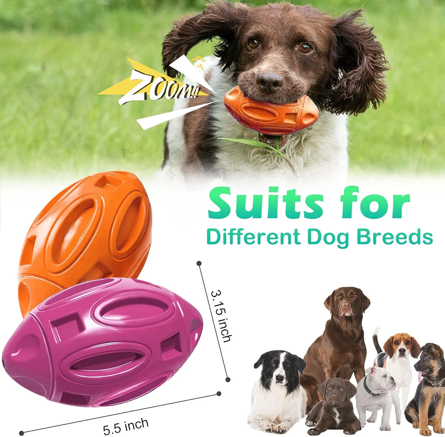 2 Pack Squeaky Dog Toys for Aggressive Chewers Large Medium Small Puppy Interactive Dog Chew Toy Durable Rubber Indestructible Tough Ball