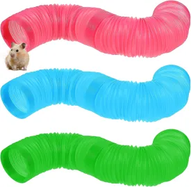 3 Packs Pet Fun Tunnel, Small Animal Tunnel, Collapsible Plastic Hamster Tunnel, Tube Pet Hideaway, Pet Mouse Training Hideout Tunnels for Guinea Pigs, Chinchillas, Rats, Ferrets, Dwarf Rabbits