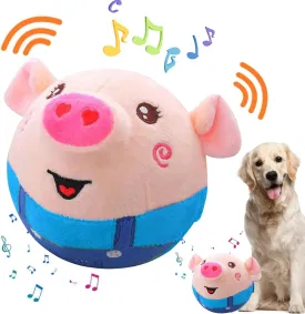 Active Moving Pet Plush Toy, Interactive Dog Toy Pet Bouncing Balls, USB Rechargeable Interactive Washable Cartoon Pig Plush Sound Electronic Dog Toy, Small Plush Sound Toys for Dogs (D)