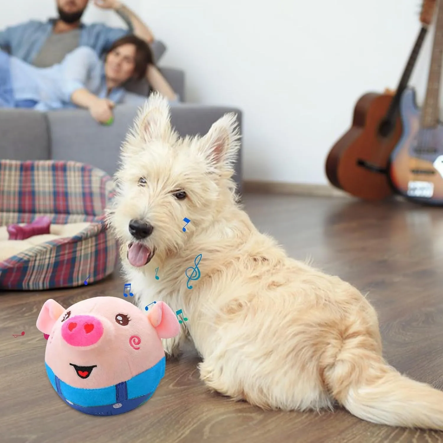 Active Moving Pet Plush Toy, Interactive Dog Toy Pet Bouncing Balls, USB Rechargeable Interactive Washable Cartoon Pig Plush Sound Electronic Dog Toy, Small Plush Sound Toys for Dogs (D)