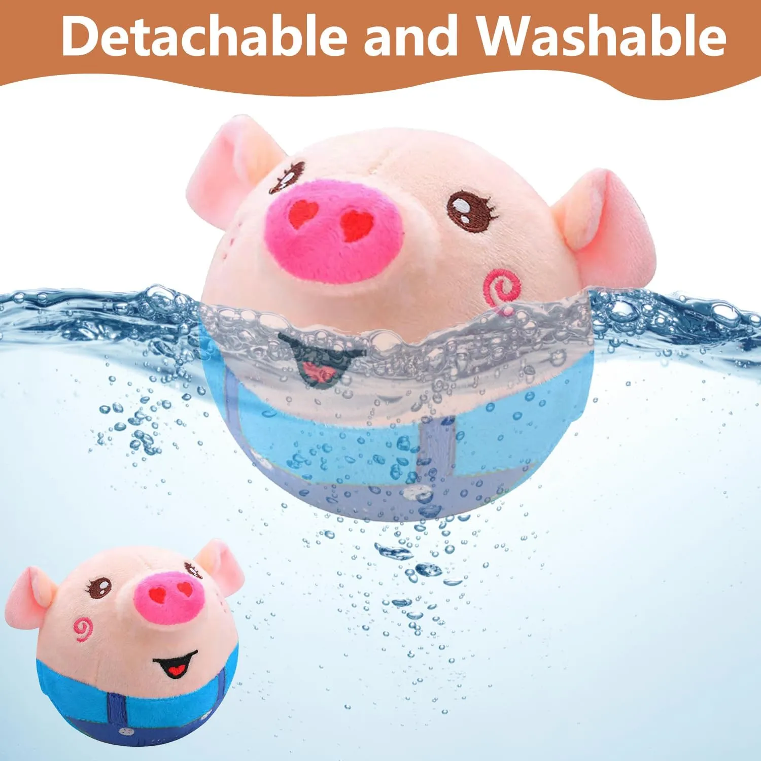 Active Moving Pet Plush Toy, Interactive Dog Toy Pet Bouncing Balls, USB Rechargeable Interactive Washable Cartoon Pig Plush Sound Electronic Dog Toy, Small Plush Sound Toys for Dogs (D)