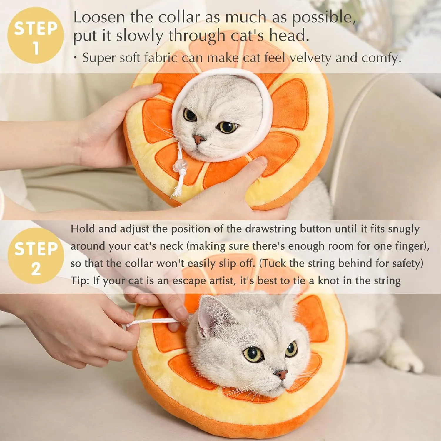 ANWA Adjustable Cat Cone Collar Soft, Cute Cat Donut Collar After Surgery, Kitten Recovery Cones to Stop Licking