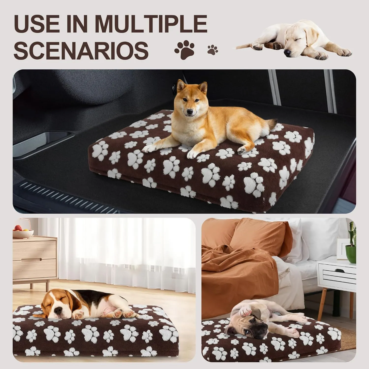 BALAPET Dog Bed Covers,Waterproof Dog Bed Cover Pet Bed Cover with Lovely Dog Paw Print and Double-Sided Usable Design,Replacement Machine Washable Pet Hair Easy to Remove,Cover Only(Brown,40*30*4in)