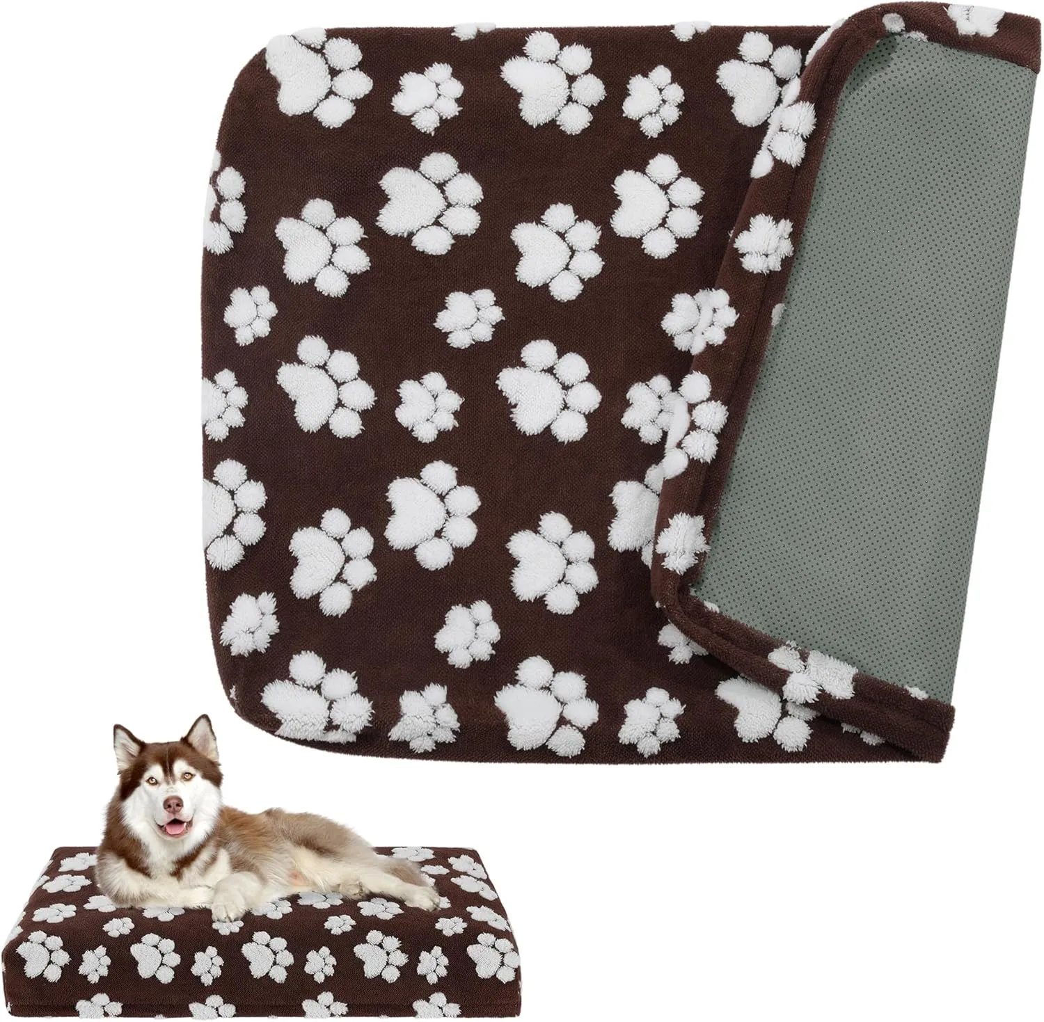 BALAPET Dog Bed Covers,Waterproof Dog Bed Cover Pet Bed Cover with Lovely Dog Paw Print and Double-Sided Usable Design,Replacement Machine Washable Pet Hair Easy to Remove,Cover Only(Brown,40*30*4in)