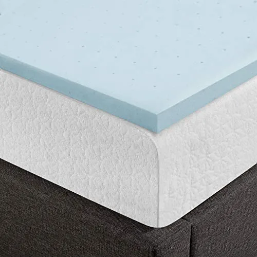 Best Price Mattress 1.5 Inch Ventilated Memory Foam Mattress Topper, Cooling Gel Infusion, CertiPUR-US Certified, King, Blue