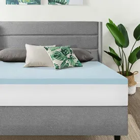Best Price Mattress 1.5 Inch Ventilated Memory Foam Mattress Topper, Cooling Gel Infusion, CertiPUR-US Certified, King, Blue