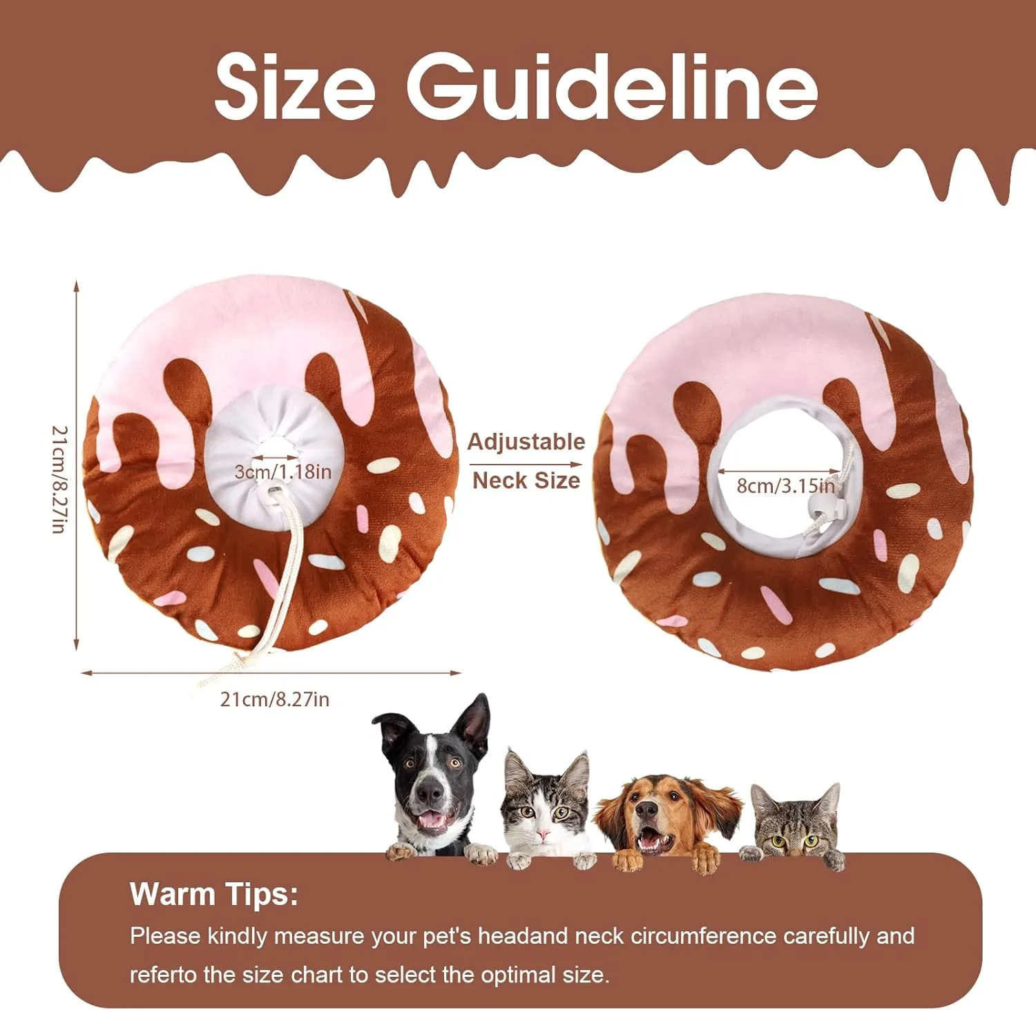 Cat Cone Collar Soft, Plush Pillow Cute Donut Cat Cones Lightweight Adjustable Neck Cone for Cats Kittens After Surgery (Multicolor, Small)