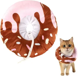 Cat Cone Collar Soft, Plush Pillow Cute Donut Cat Cones Lightweight Adjustable Neck Cone for Cats Kittens After Surgery (Multicolor, Small)