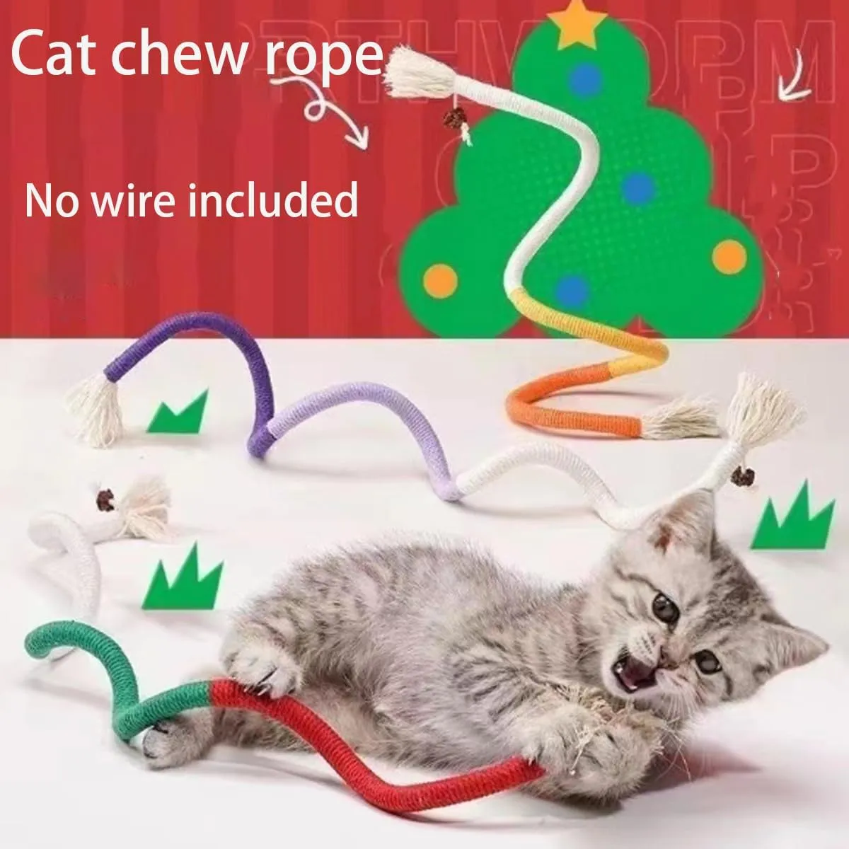 Catnip-Infused Organic Cotton Chew Rope Toys for Cats, Safe Cat Chew Ropes with Catnip for Teeth Cleaning, Interactive Cat Nip Kitty Toys (B-1PCS)