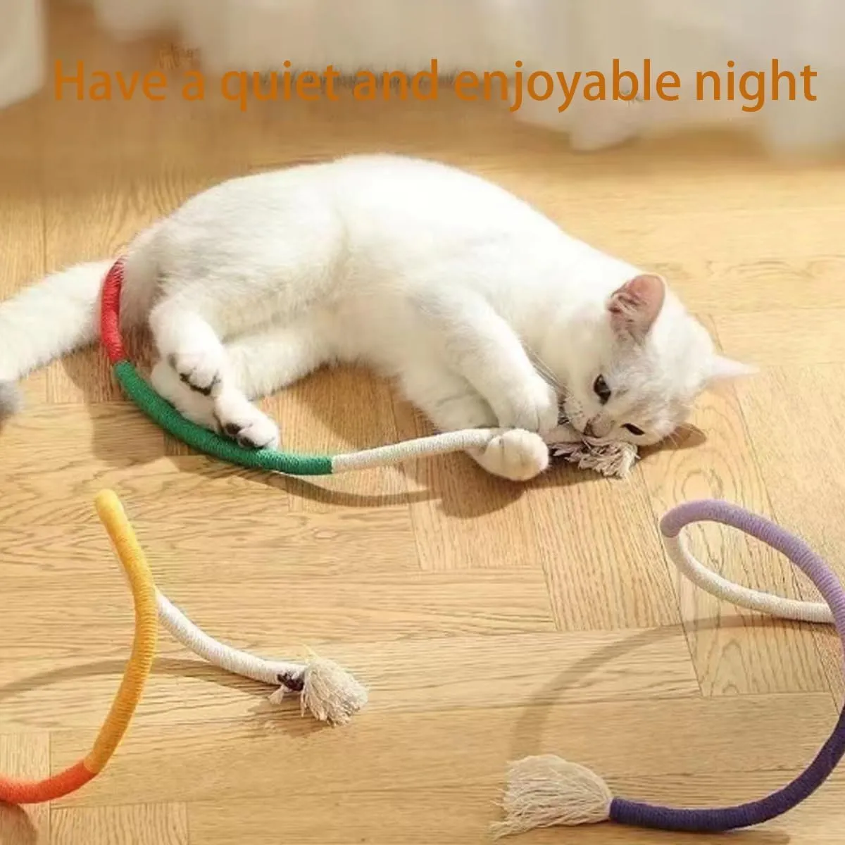 Catnip-Infused Organic Cotton Chew Rope Toys for Cats, Safe Cat Chew Ropes with Catnip for Teeth Cleaning, Interactive Cat Nip Kitty Toys (B-1PCS)