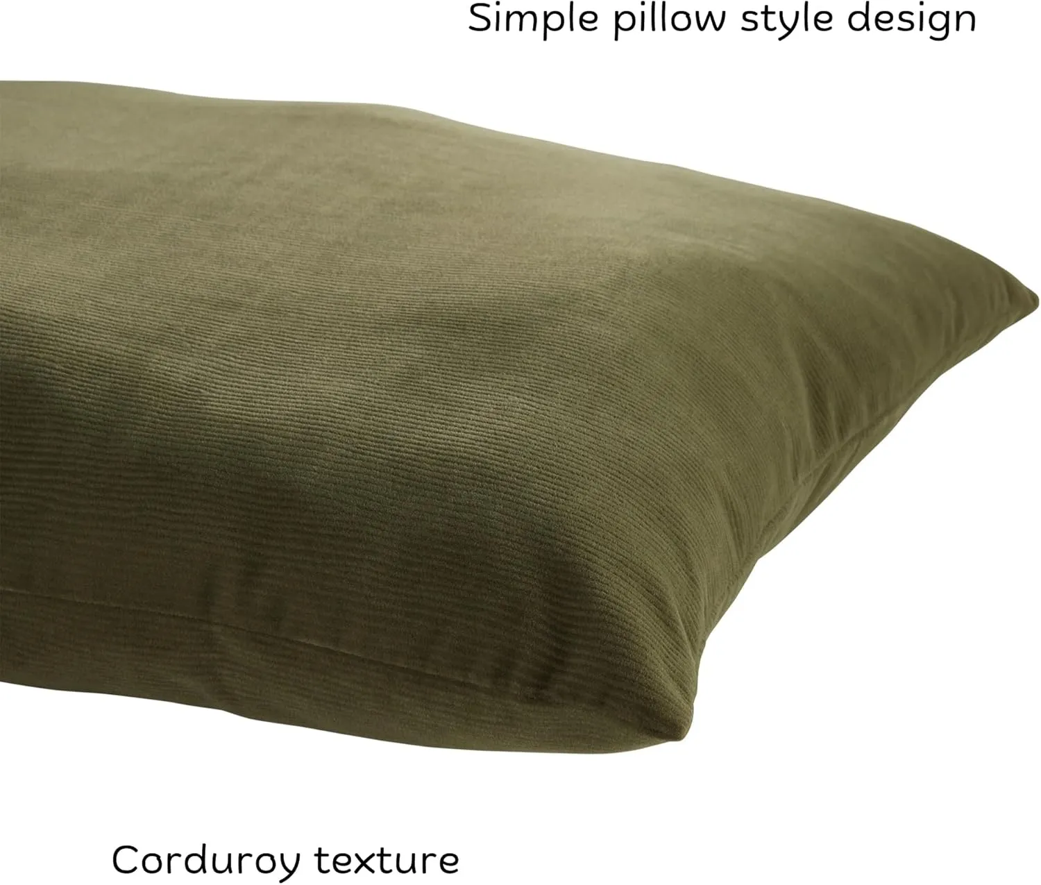 Charlie Corduroy Reversible Pillow Dog Bed with Removable Cover, Juniper Green, Medium (42" x 30")