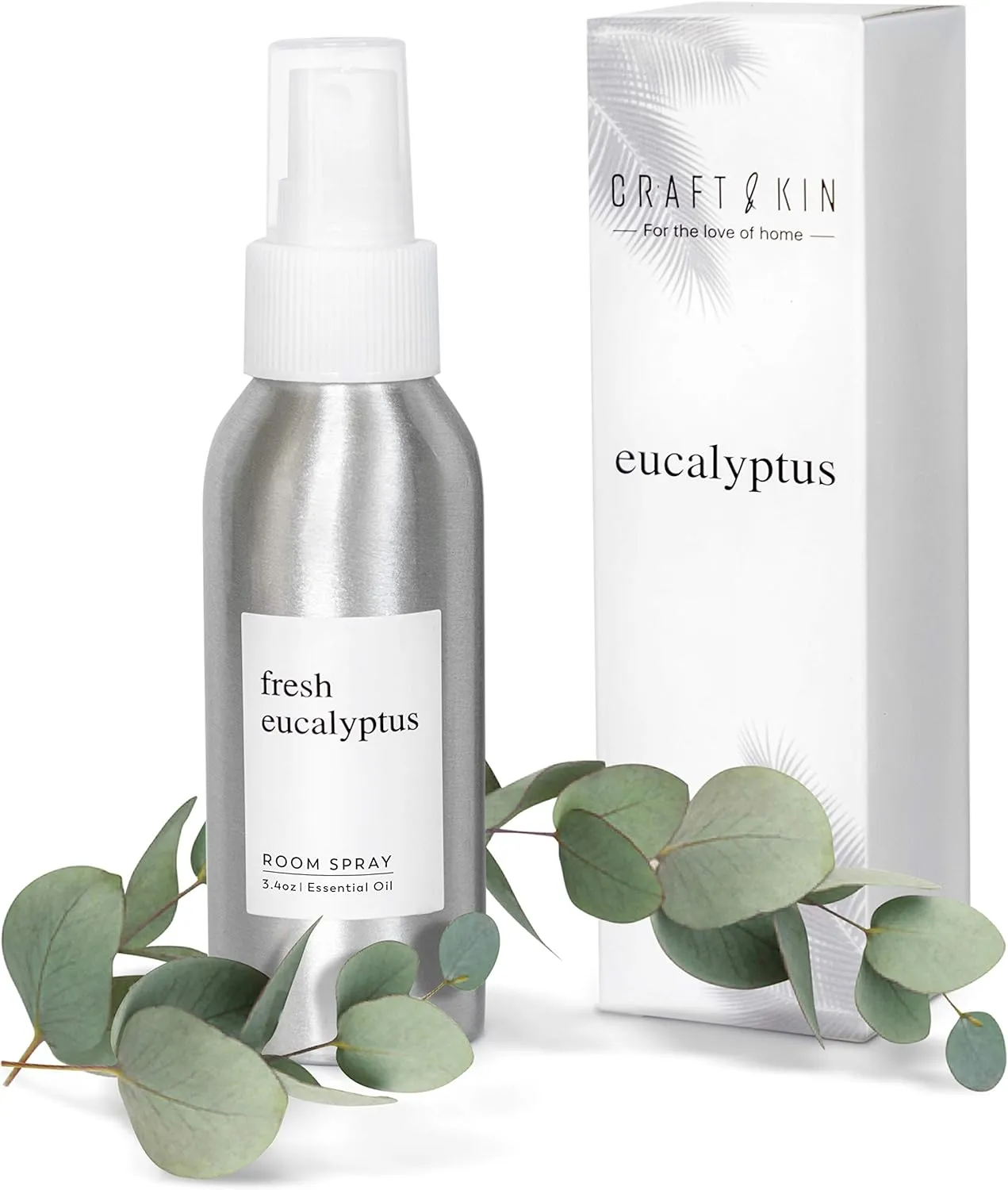 Craft & Kin Eucalyptus Room Spray for Pillows and Bedding, Long-Lasting Room Freshener, Soothing Aroma Mist for Home and Sheets, 3.4 oz