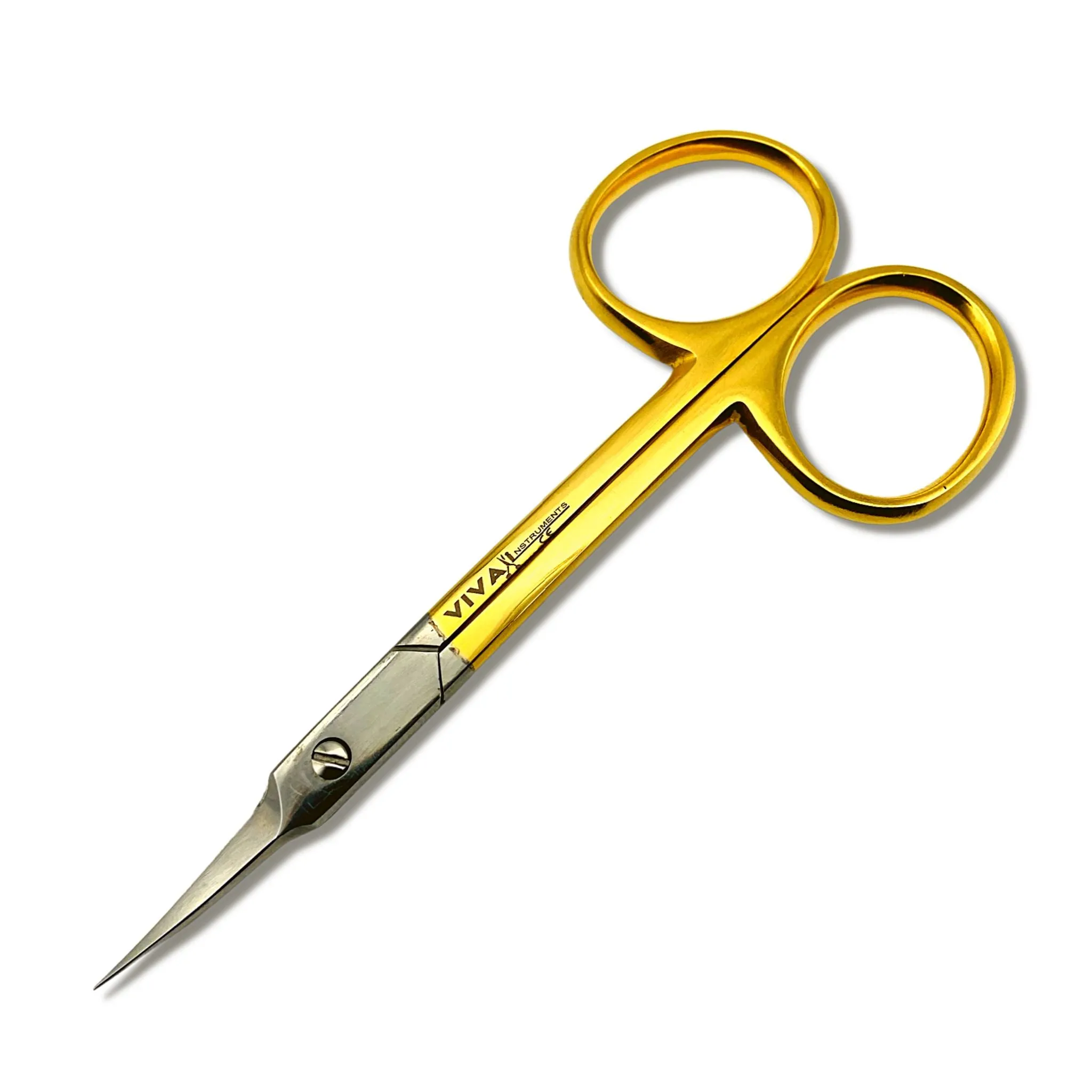 Cuticle Nail Scissors - 9.5cm Double Bent Gold