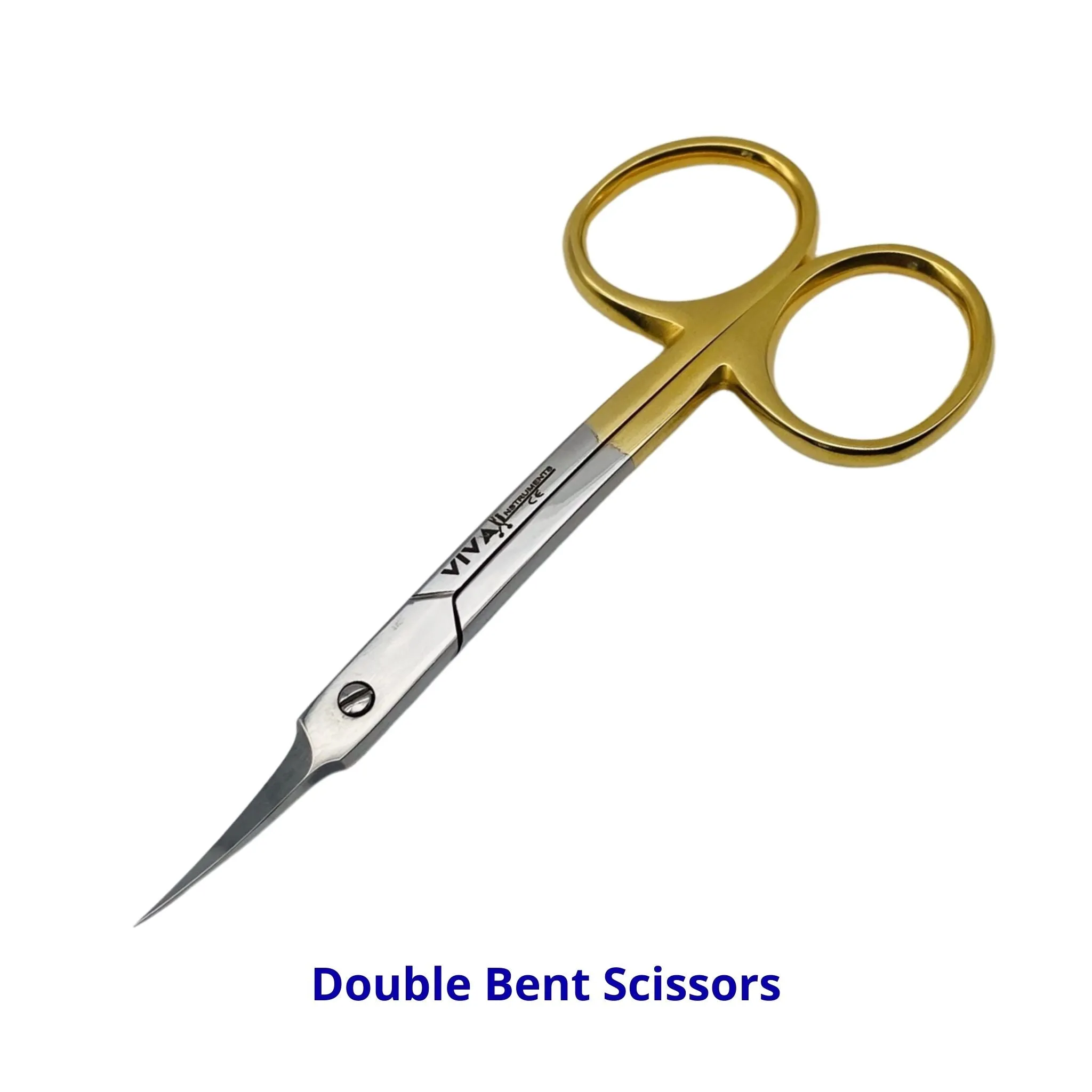 Cuticle Nail Scissors - 9.5cm Double Bent Gold