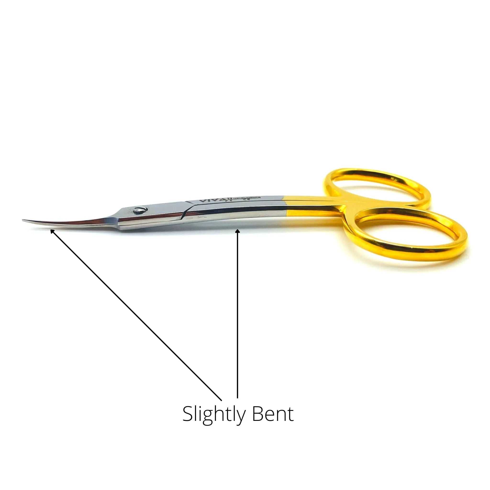 Cuticle Nail Scissors - 9.5cm Double Bent Gold