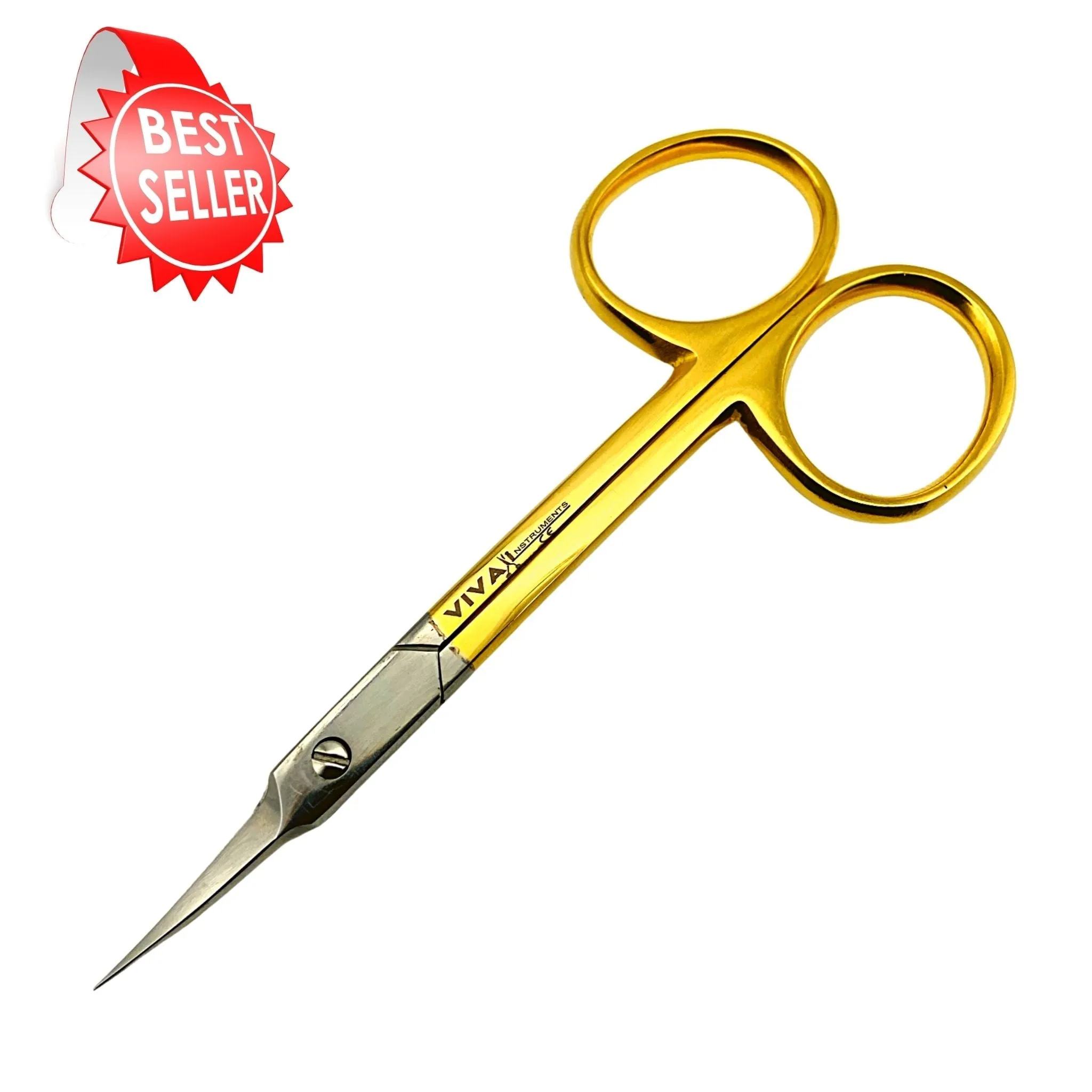 Cuticle Nail Scissors - 9.5cm Double Bent Gold