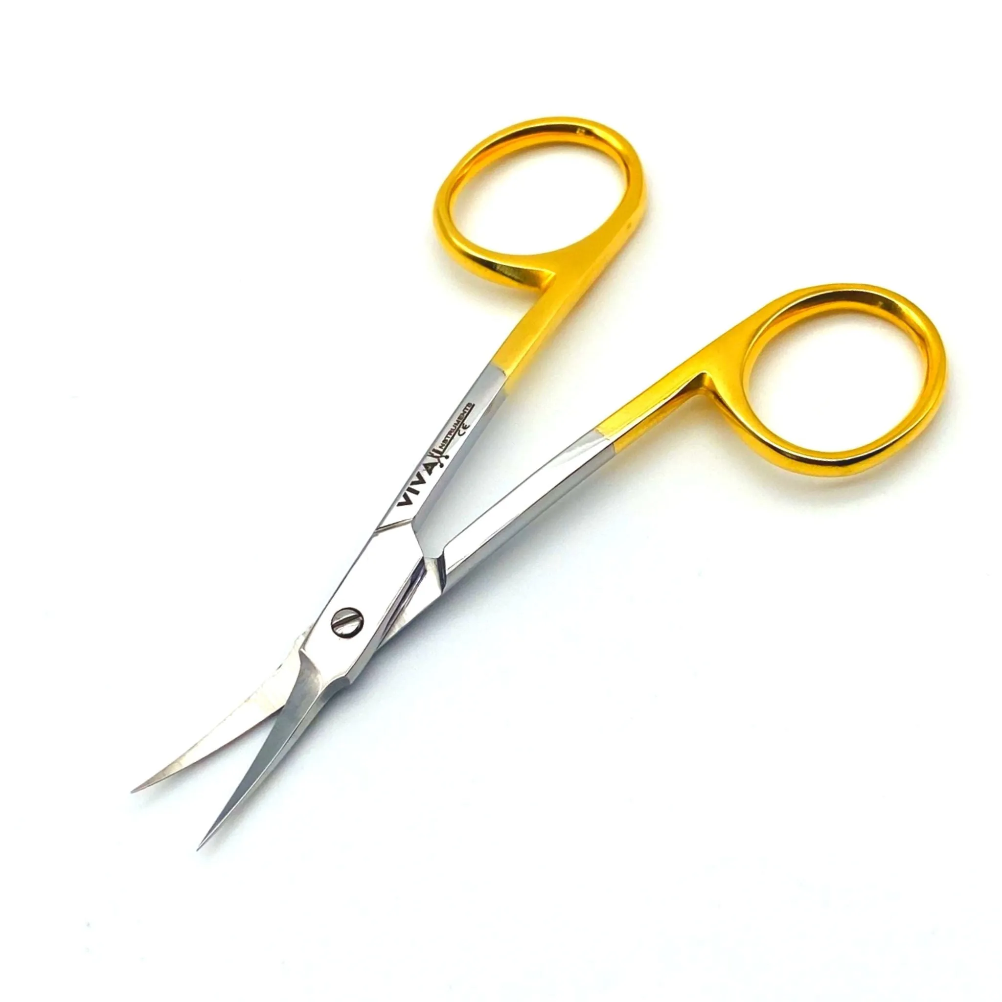 Cuticle Nail Scissors - 9.5cm Double Bent Gold