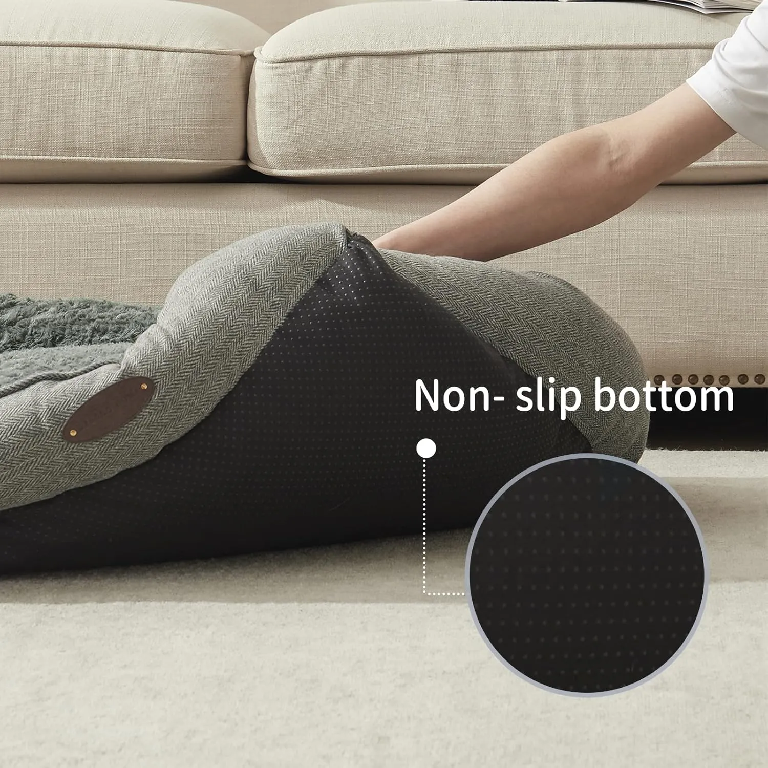 Dog Bed for Small Dogs Breeds, Rectangular Soft Kennel Bed,Washable Deluxe Plush Dog Crate Beds, Comfy Durable Pet Sleeping Bed with Pillow & Non-Slip Bottom, Size (24"X21" Gray)