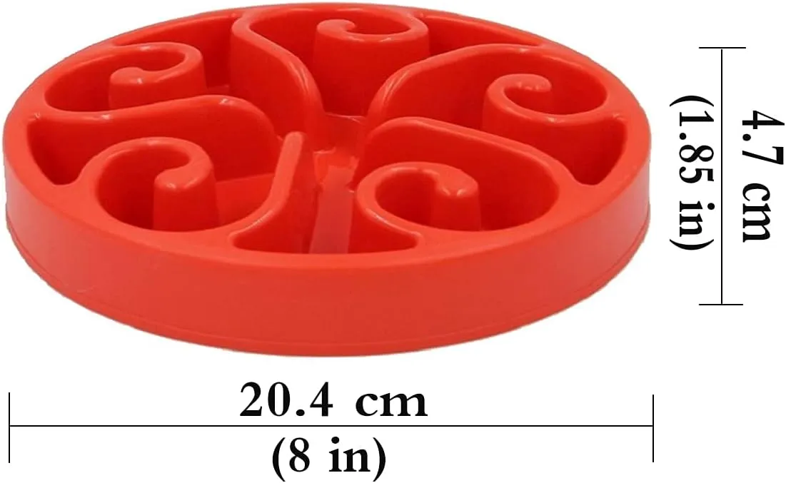 Dog Bowl Slow Pet Feeders Non Skid Bowl Dog Water Bowl Dry Food Bowl Slow Feeder Fun Bowl Slow Eating Bowl for Small Dog Large Dog Medium (Red, M)