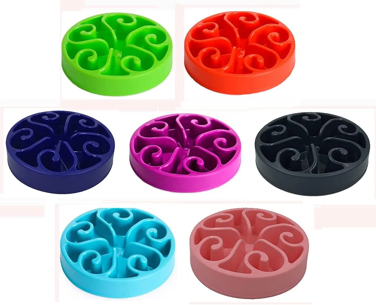 Dog Bowl Slow Pet Feeders Non Skid Bowl Dog Water Bowl Dry Food Bowl Slow Feeder Fun Bowl Slow Eating Bowl for Small Dog Large Dog Medium (Red, M)
