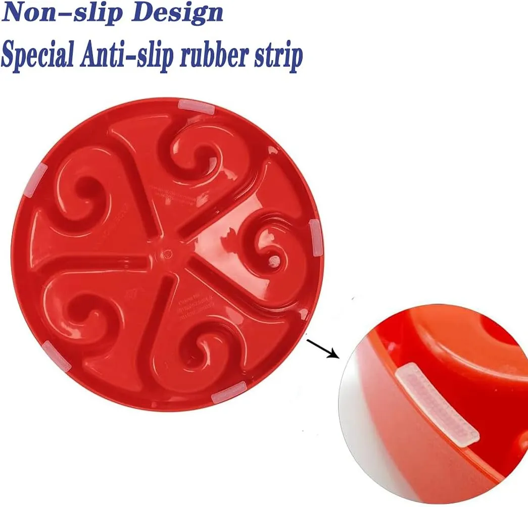 Dog Bowl Slow Pet Feeders Non Skid Bowl Dog Water Bowl Dry Food Bowl Slow Feeder Fun Bowl Slow Eating Bowl for Small Dog Large Dog Medium (Red, M)