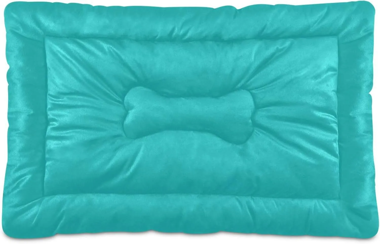 Dog Crate Bed Soft Washable Dog Mat Cat Bed with Anti-Slip Bottom Teal Colored Background Pet Sleeping Mat for Small Medium Dogs 24x36inch