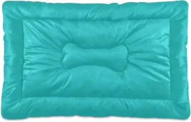 Dog Crate Bed Soft Washable Dog Mat Cat Bed with Anti-Slip Bottom Teal Colored Background Pet Sleeping Mat for Small Medium Dogs 24x36inch