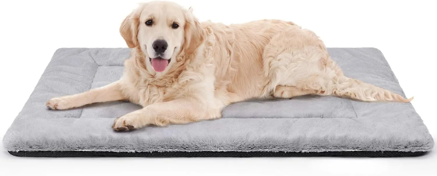 Dog Crate Pad Dog Bed Mat for XL Large Dogs Washable Pet Kennel Pad for 48 inch Cage Ultra Soft Flat Puppy Mattress Cat Cushion for Cozy Sleeping Anti-Slip (48" x 30", Grey)