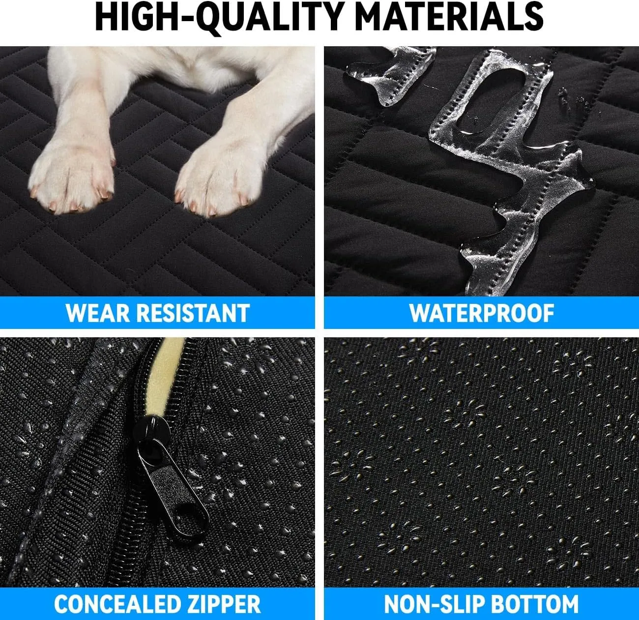 Dog Mat for Back Seat Extender for Dogs,Dog Bed for Car,Pet Cover for Hammock for Car,Hard Bottom Car Seat Cover for Dogs (Black, for Truck)