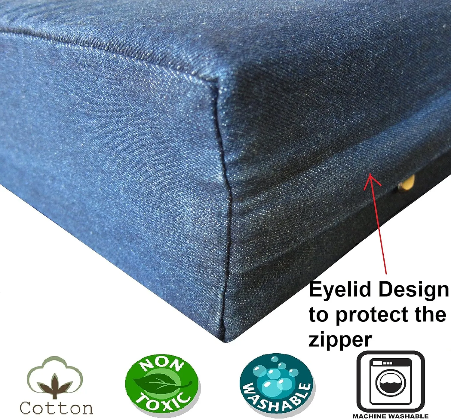 Dogbed4less XL Orthopedic Waterproof Durable Dog Bed for Medium to Large Dogs with Cool Memory Foam Pad, Denim in Blue, 40X35X4