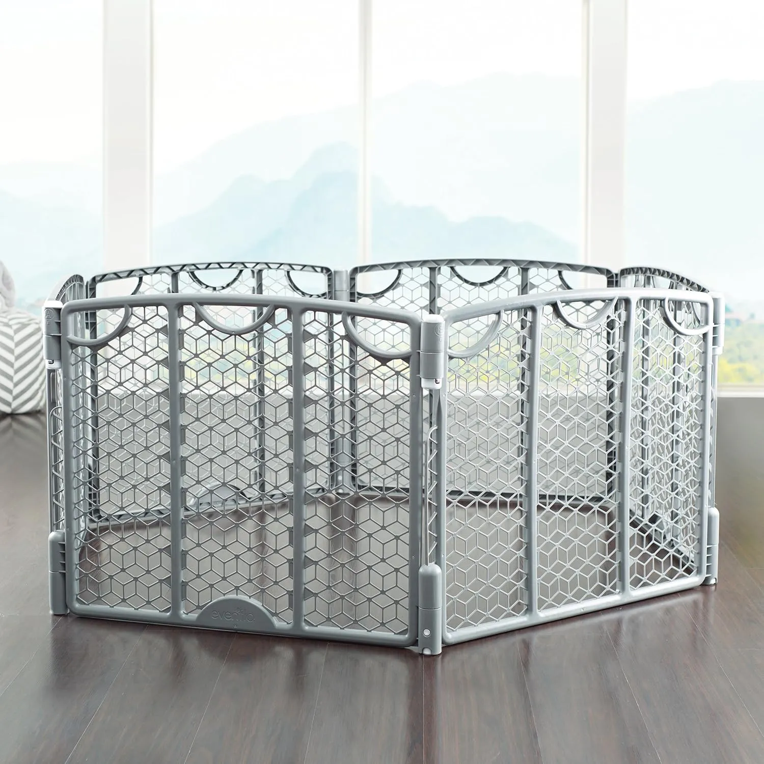 Evenflo Versatile Play Space Adjustable Play Area, 6-Panel (Cool Gray)