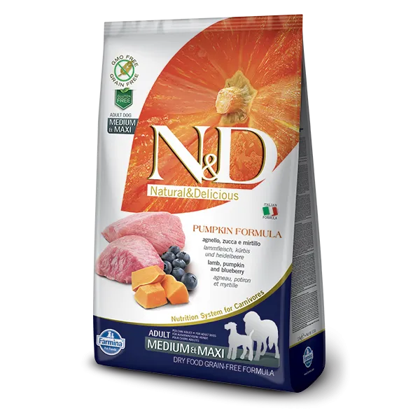 Farmina N&D Pumpkin Canine Lamb, Pumpkin & Blueberry Adult Medium/Maxi Dry Food
