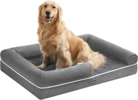 Feandrea Orthopedic Dog Bed - Large, Waterproof, Removable Washable Cover, Non-Slip, Raised Edges, 42 x 32 x 8 Inches, Light Gray UPGW077G02V1