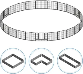 Fencer Wire Foldable Outdoor/Indoor Pet Playpen with Gate, Available in 24"/32"/40" Height Metal Portable Kennel, Heavy-Duty Exercise Fence Cage 8/16/24/32 Panels for Large/Medium/Small Dog, Animals