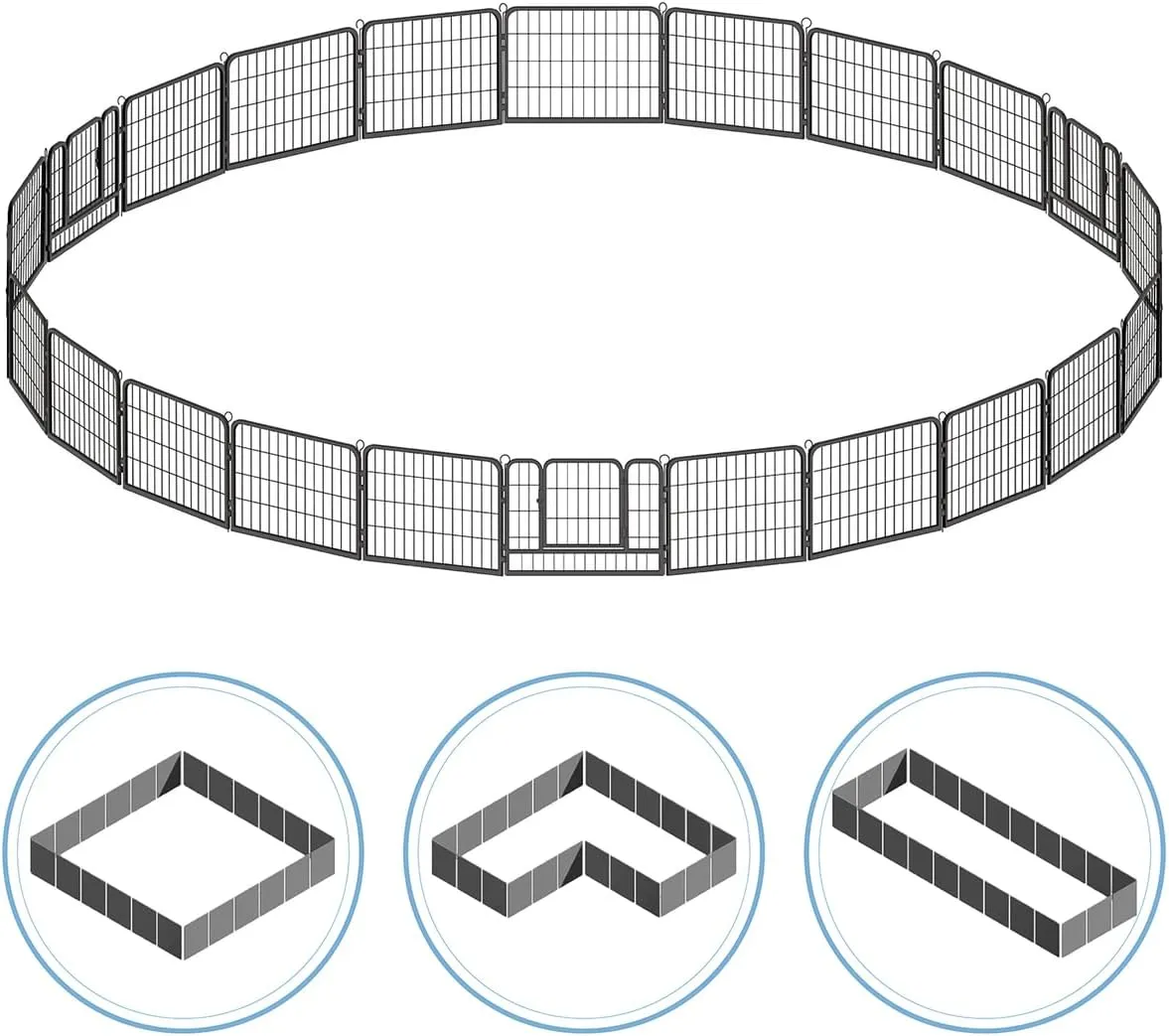 Fencer Wire Foldable Outdoor/Indoor Pet Playpen with Gate, Available in 24"/32"/40" Height Metal Portable Kennel, Heavy-Duty Exercise Fence Cage 8/16/24/32 Panels for Large/Medium/Small Dog, Animals