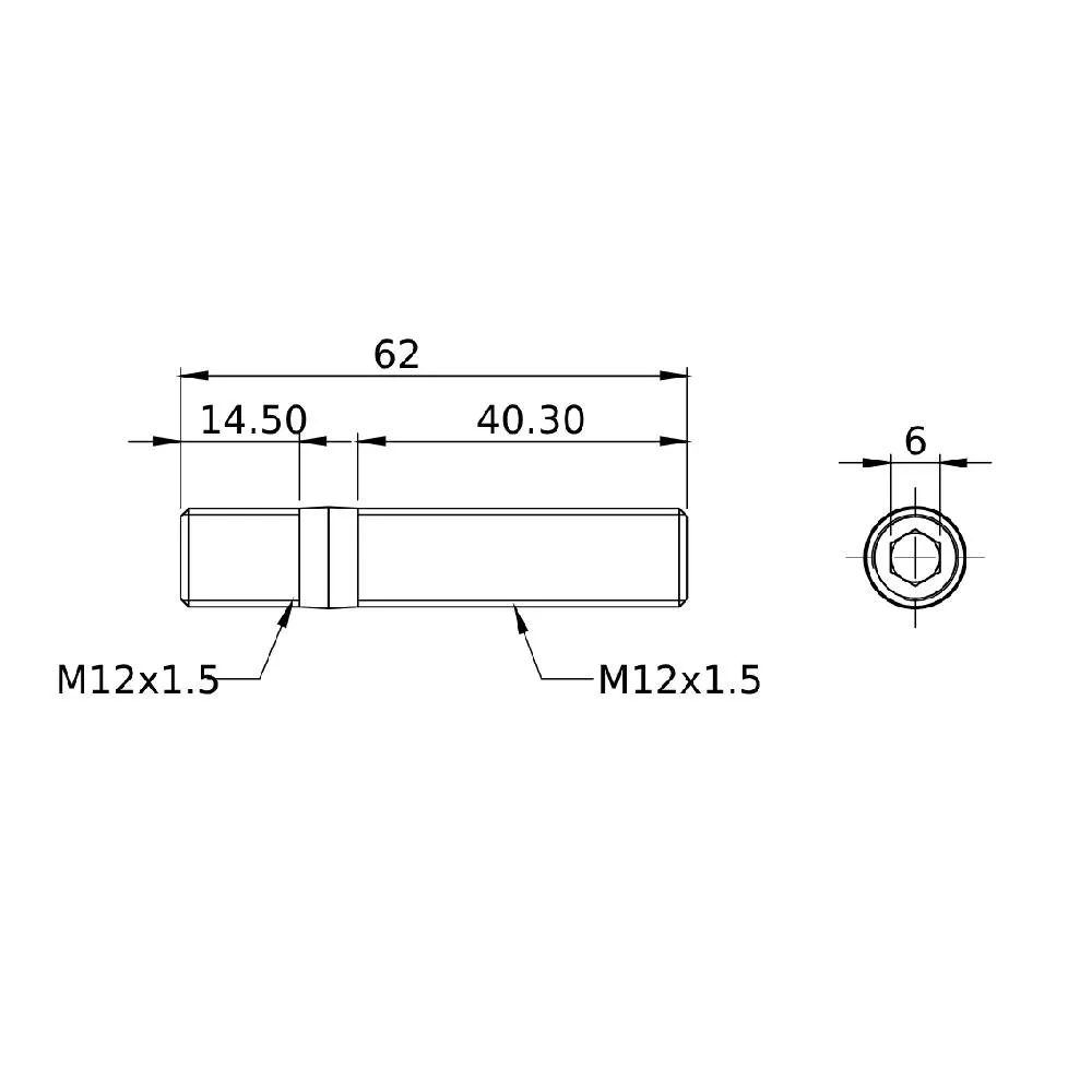 FORGED WHEEL STUD AND NUT COMPETITION TYPE 62mm M12x1.5 – Pack of 4