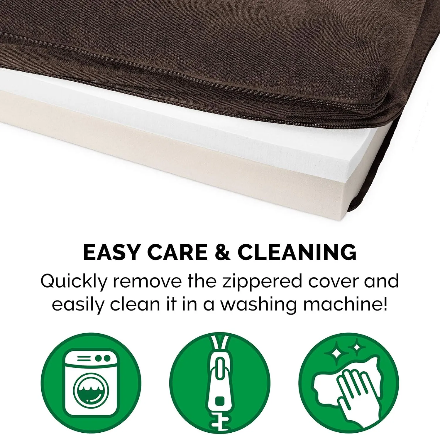 Furhaven Memory Foam Dog Bed for Large/Medium Dogs w/ Removable Bolsters & Washable Cover, For Dogs Up to 55 lbs - Sherpa & Chenille Sofa - Coffee, Large