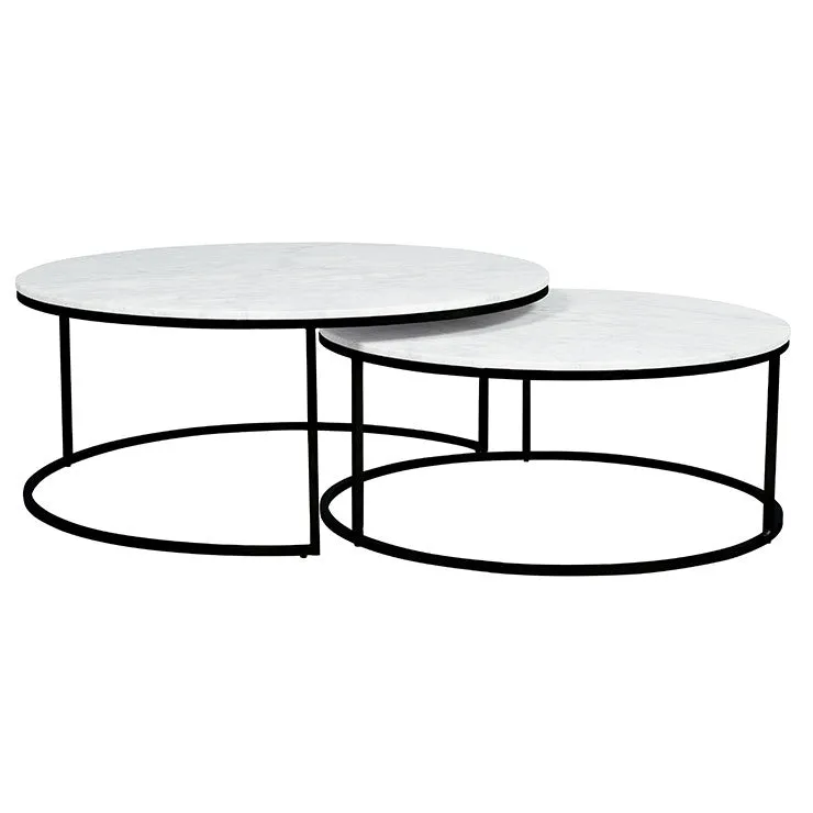 GLOBEWEST ELLE ROUND NEST MARBLE COFFEE TABLES