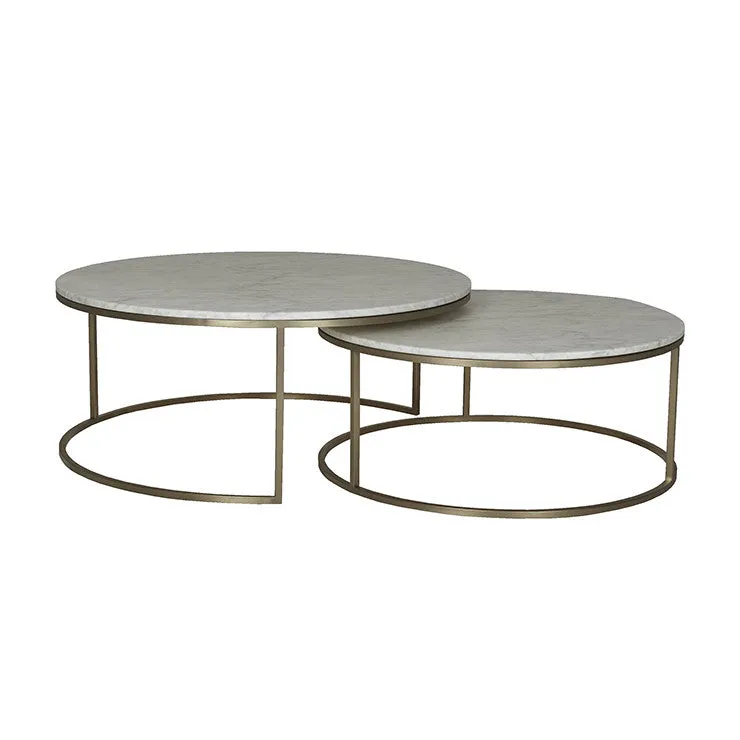 GLOBEWEST ELLE ROUND NEST MARBLE COFFEE TABLES