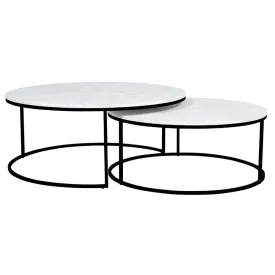 GLOBEWEST ELLE ROUND NEST MARBLE COFFEE TABLES