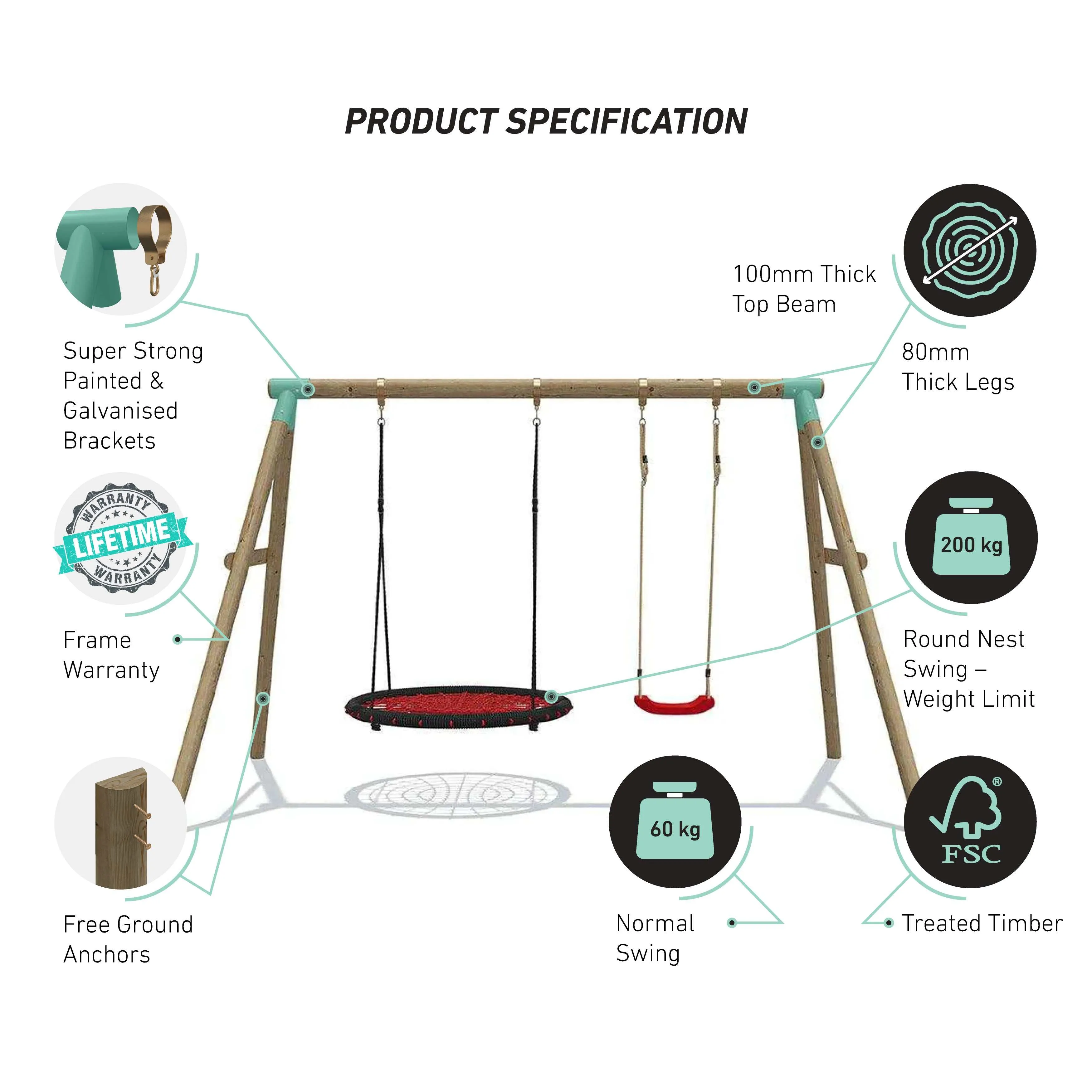 Go Wild 120cm Round Nest with Swing Seat