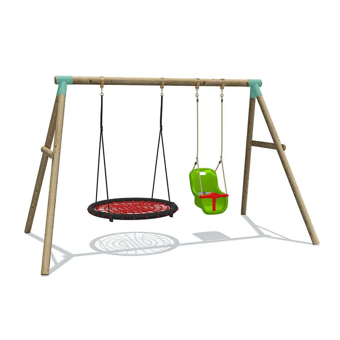 Go Wild 120cm Round Nest Wooden Swing Set with Baby Seat