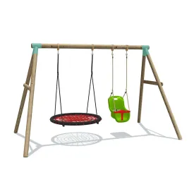Go Wild 120cm Round Nest Wooden Swing Set with Baby Seat