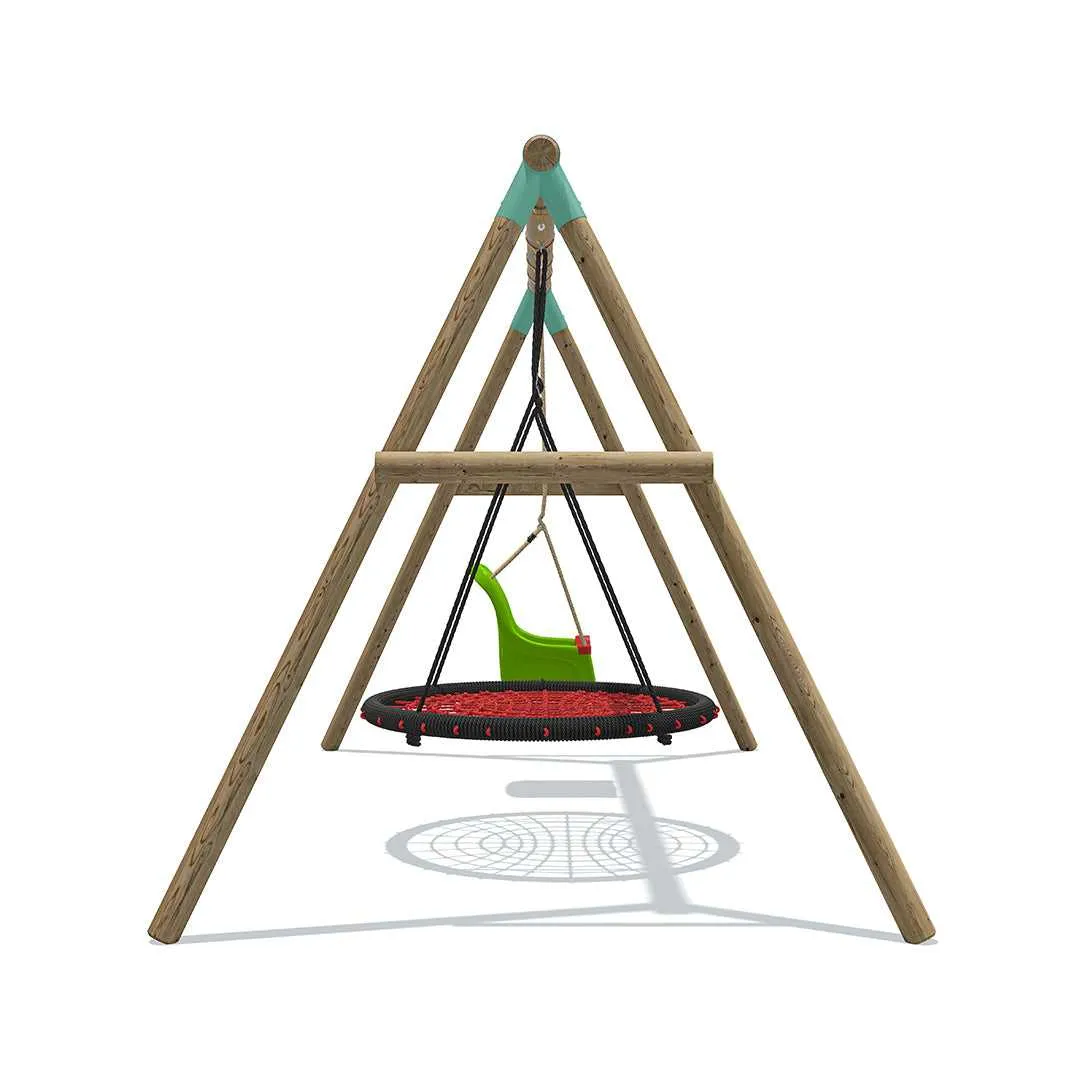 Go Wild 120cm Round Nest Wooden Swing Set with Baby Seat