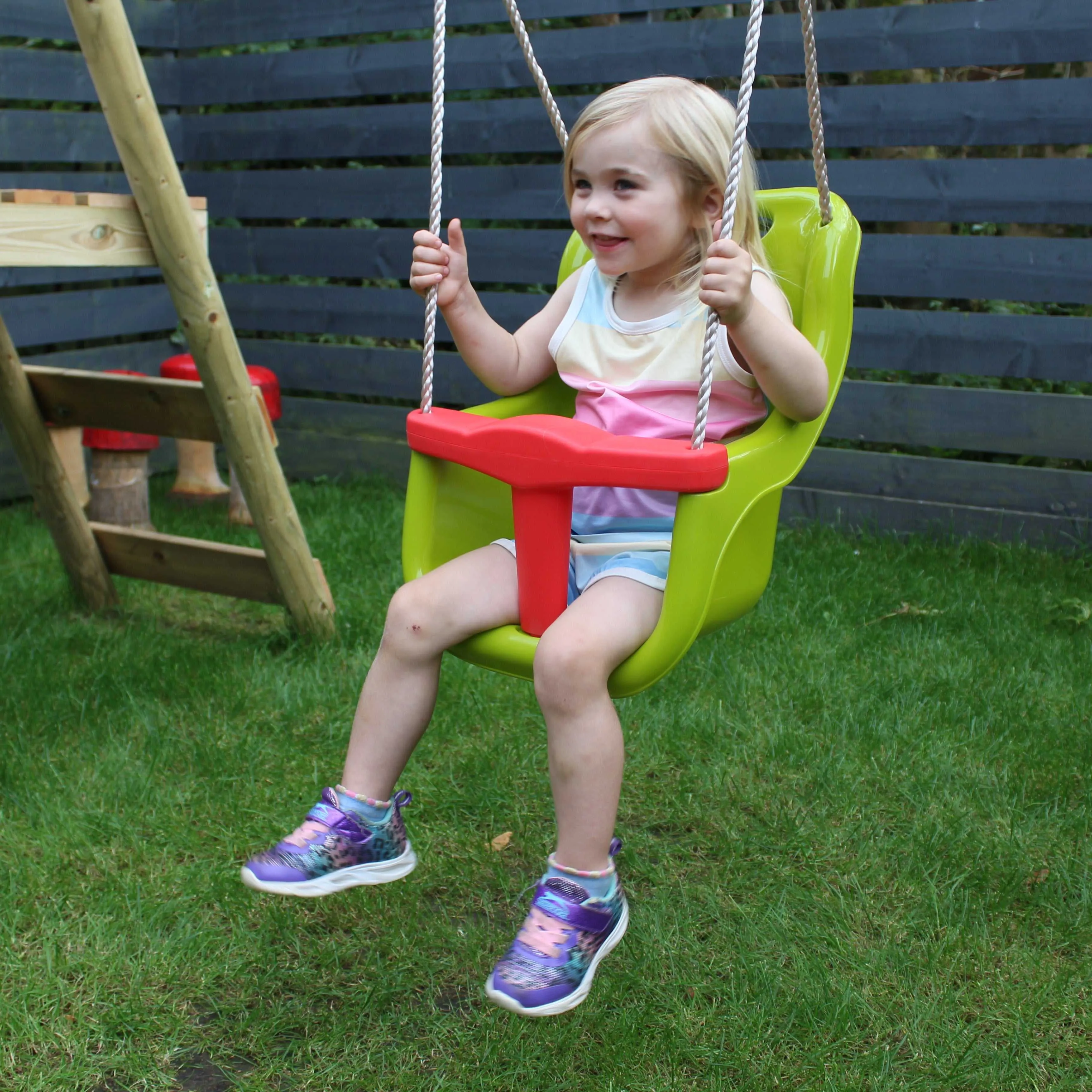 Go Wild 120cm Round Nest Wooden Swing Set with Baby Seat