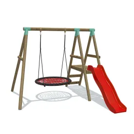 Go Wild Wooden Swing & Slide Set Plus 120cm Round Nest