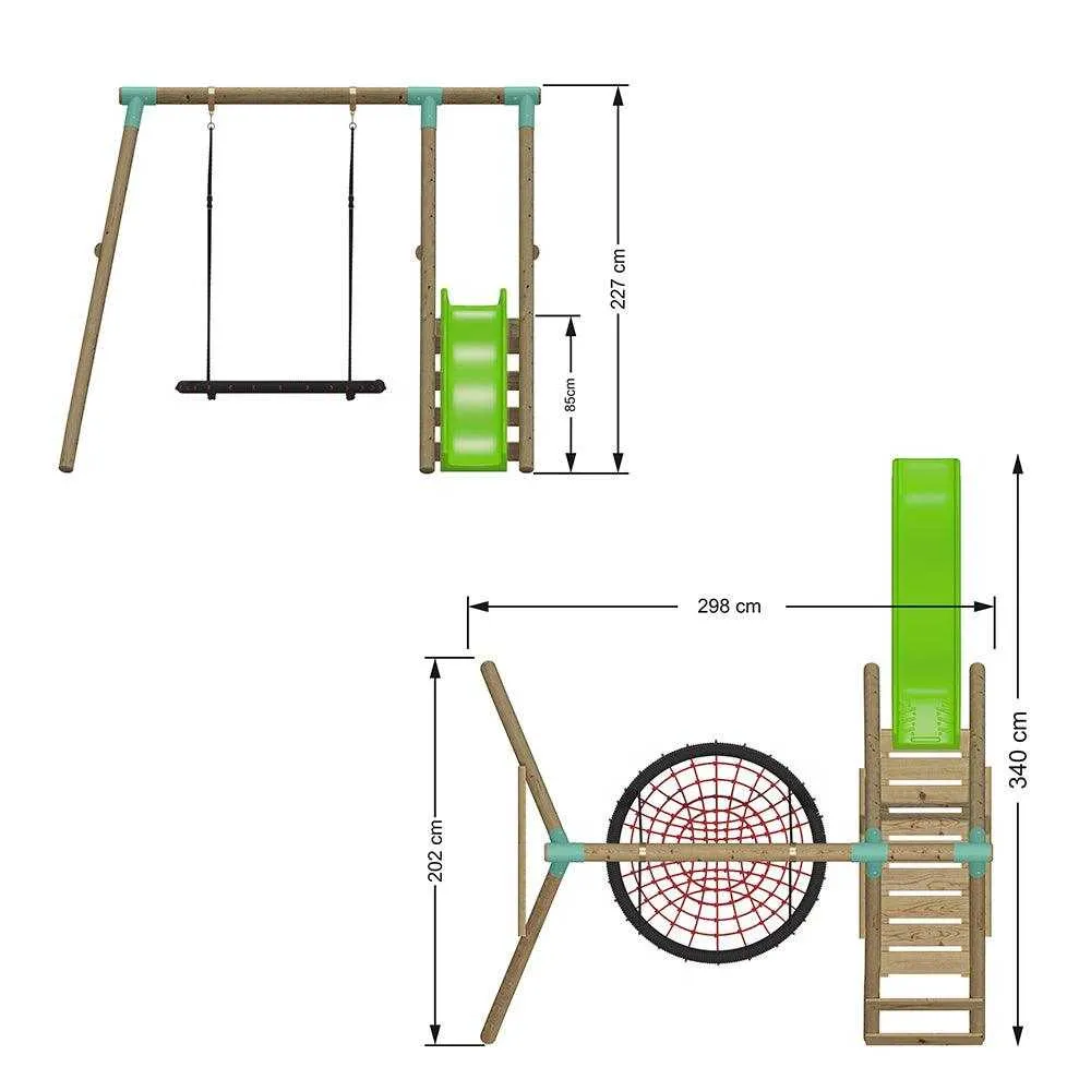 Go Wild Wooden Swing & Slide Set Plus 120cm Round Nest