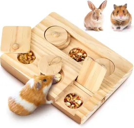 Guinea Pig Foraging Toys, 6 in 1 Hamsters Wooden Interactive Enrichment Toys, Treat Dispenser for Small Animal, for Rabbits, Bunny, Chinchillas, Rats and Gerbils