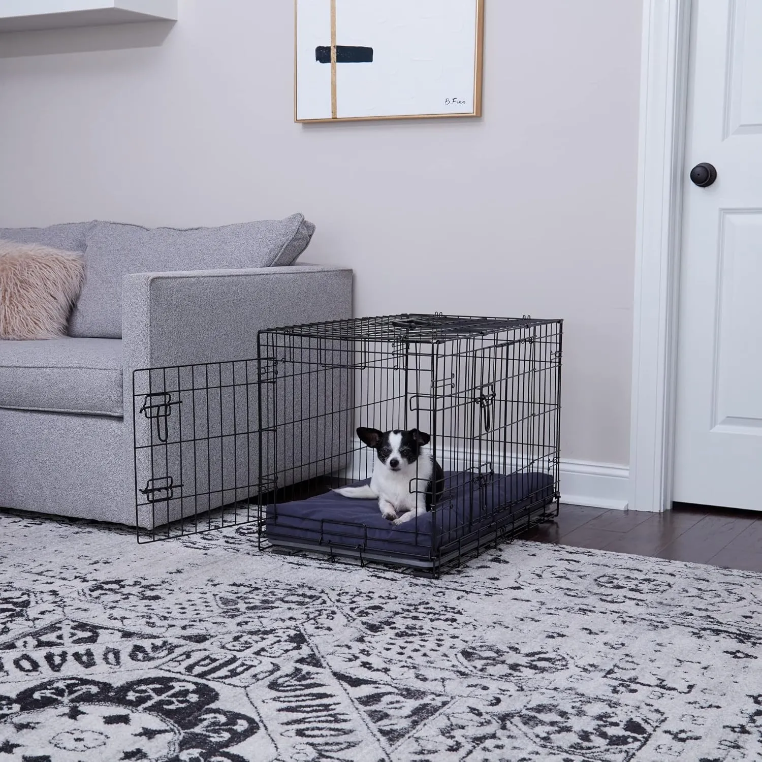 Happy Hounds Cooper Deluxe Reversible Crate Pad - Small - Denim