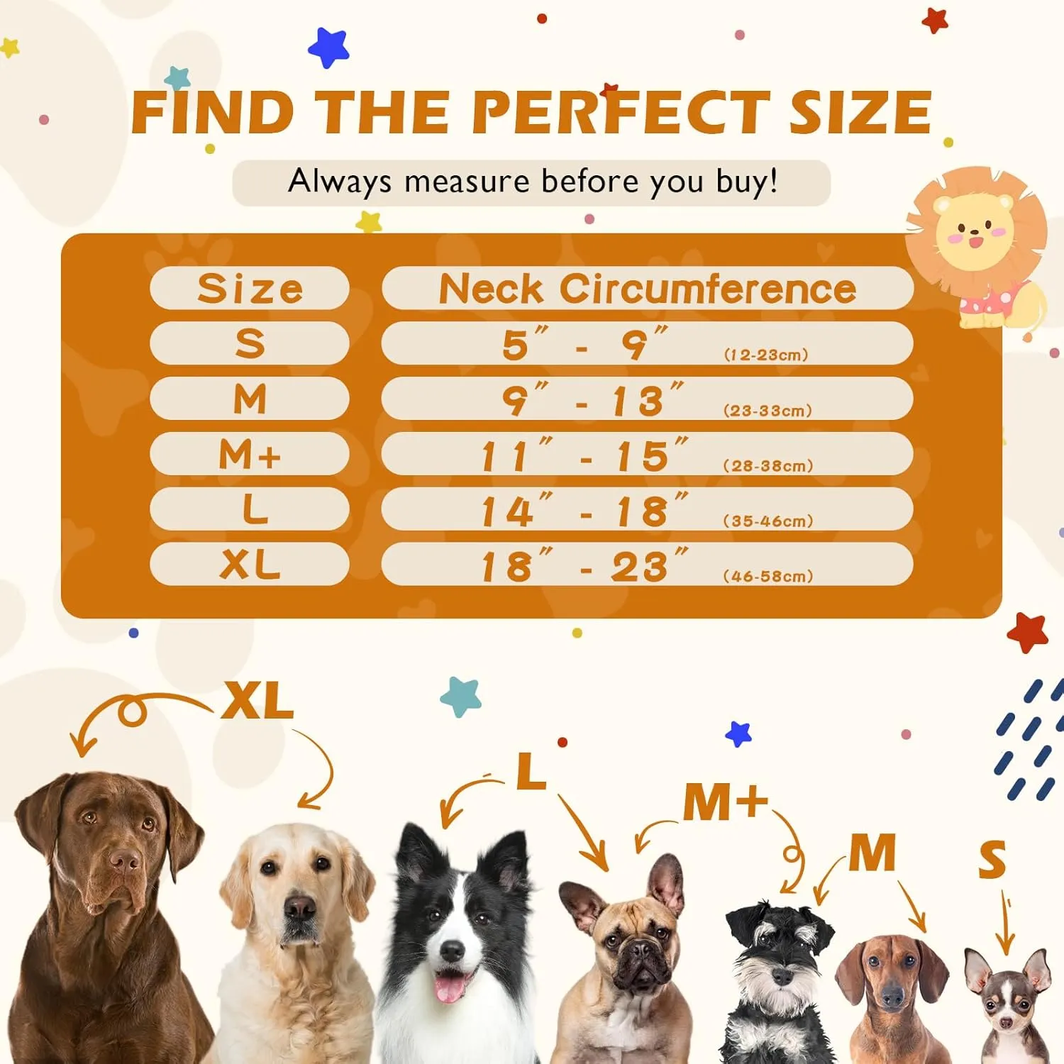 IEUUMLER Inflatable Recovery Dog Collar, Protective Donut Cone, Adjustable Soft Collar for Dog and Cat After Surgery Prevent from Biting & Scratching EU002 - Brown Lion L